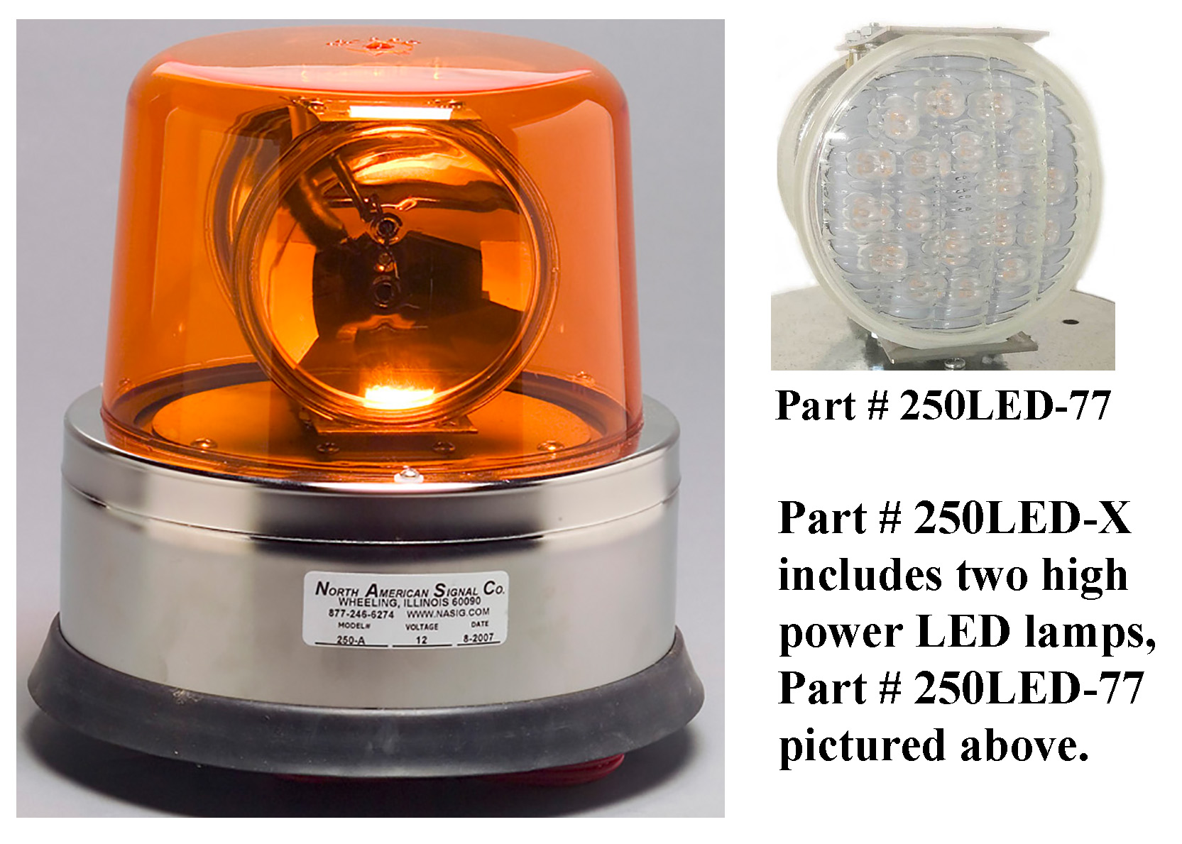 North American Signal 250-a 12v Revolving Amber Light for sale online 